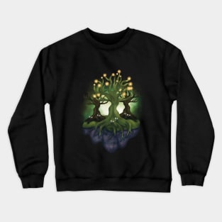 Illuminated Magical Tree in a Floating Island Crewneck Sweatshirt